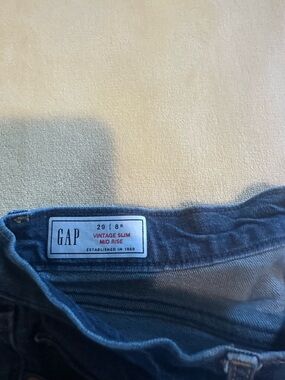 GAP Vintage Slim Mid Rise Straight Leg Jeans - Dark Blue